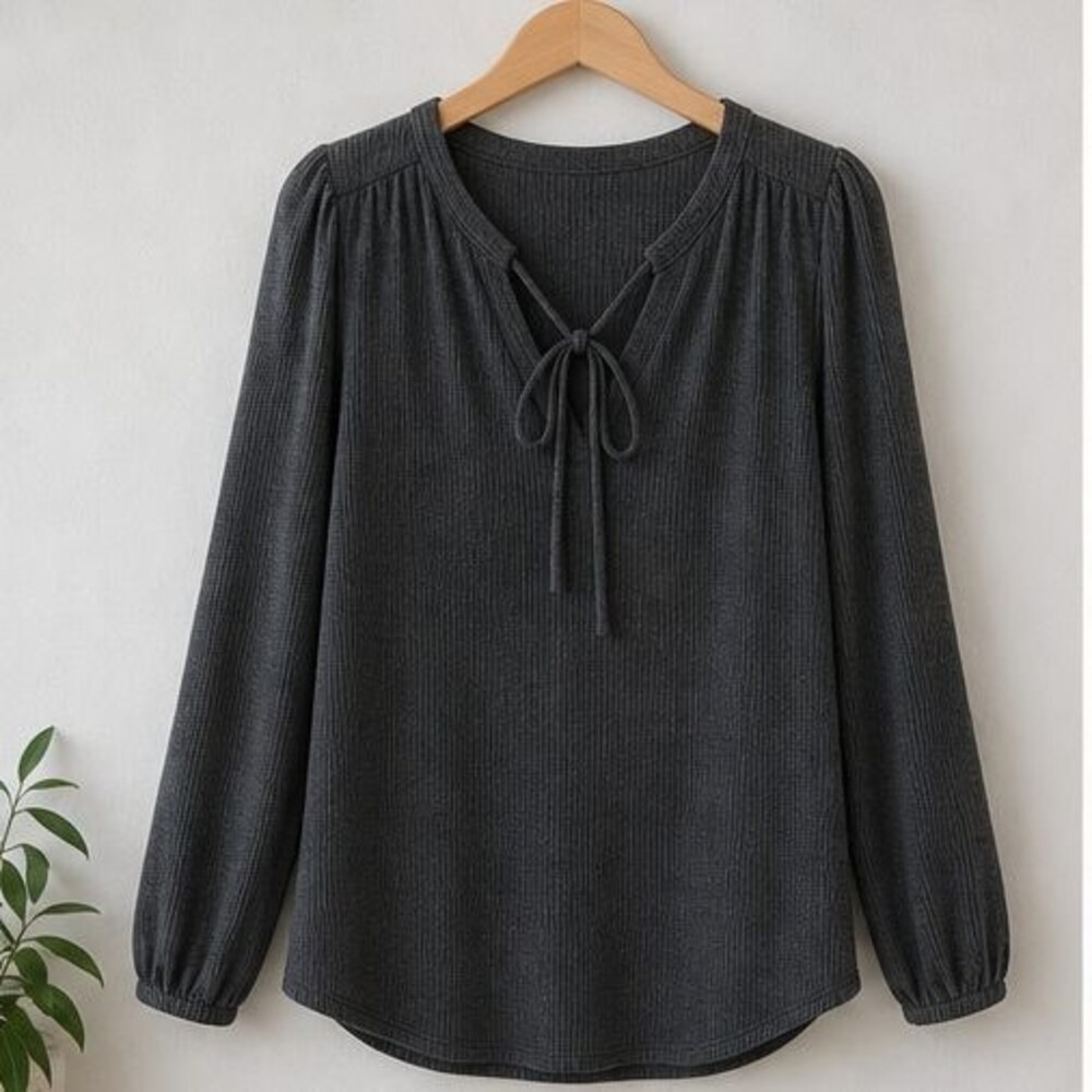 Charcoal Smocked Top